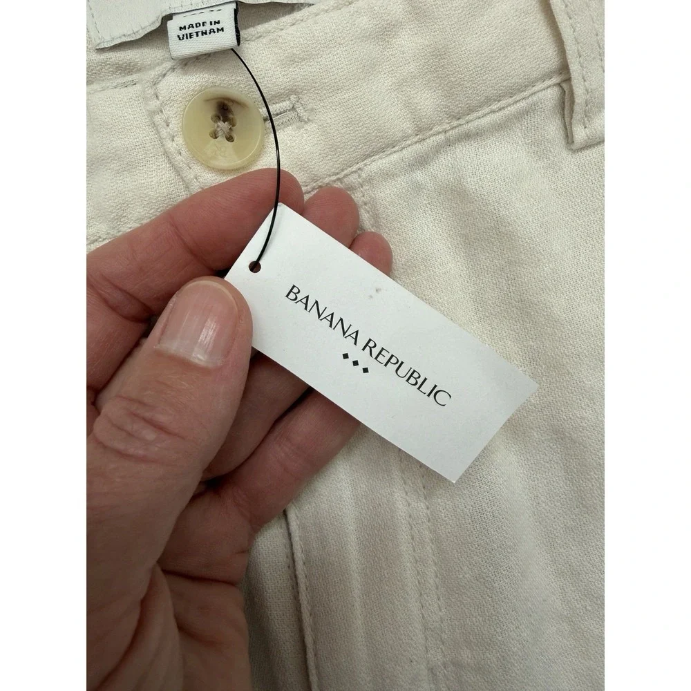 Banana Republic Cargo Pants Mens 33 X 32 Beige Slim Straight Linen Blend NWT